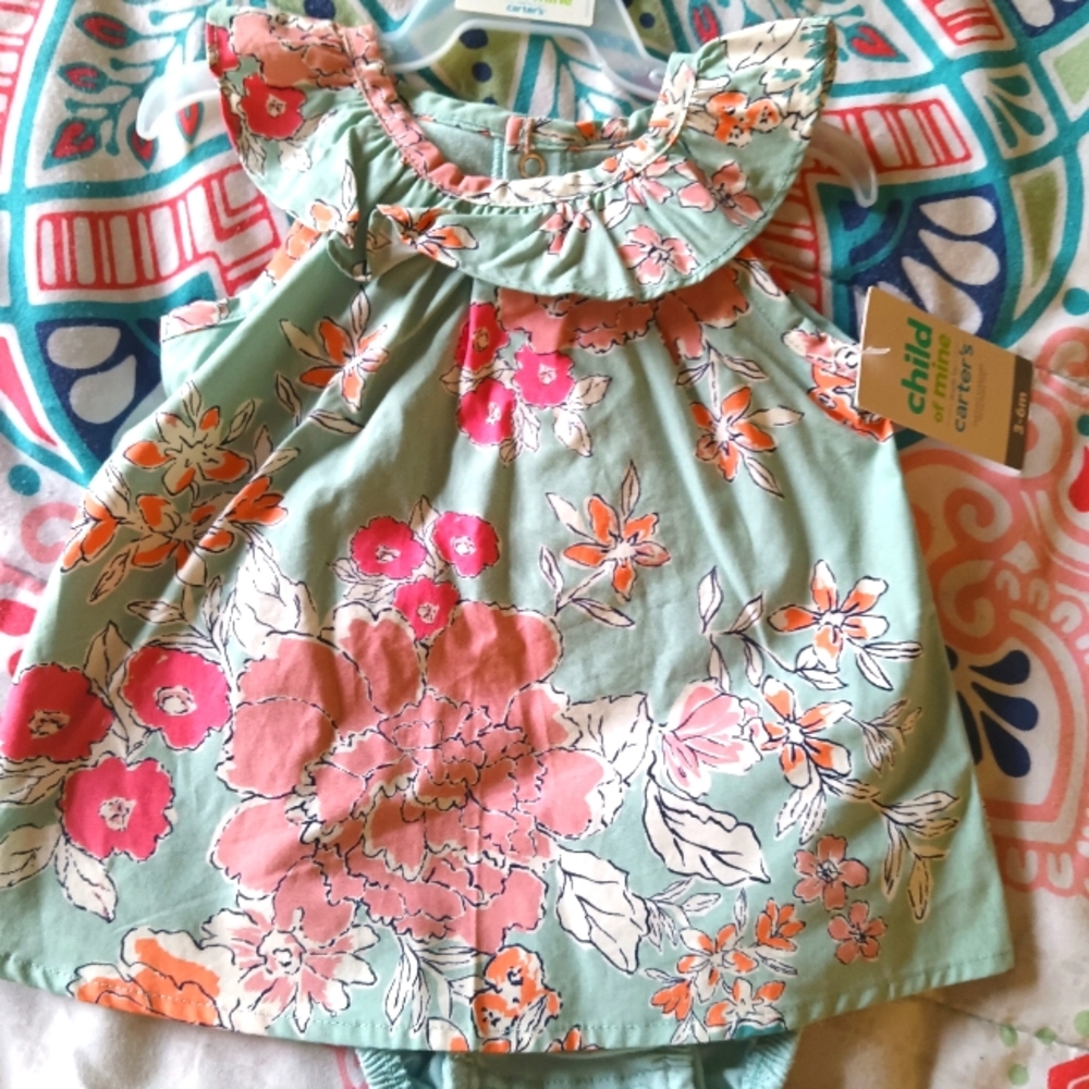 Carter's Girls Floral Onesie Dress 3/6 months
